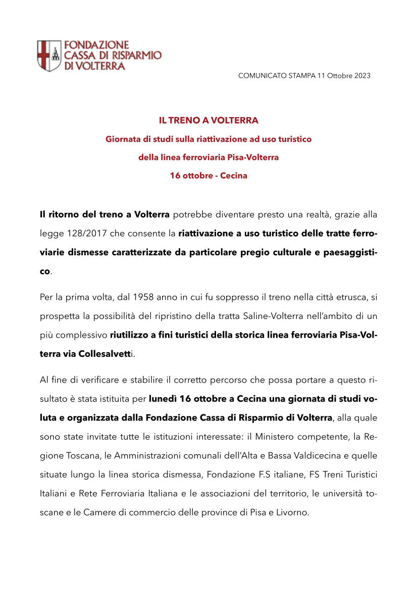 Comunicato stampa Fondazione CRV - Il treno a Volterra - Giornata di studi a Cecina_pag1.jpg